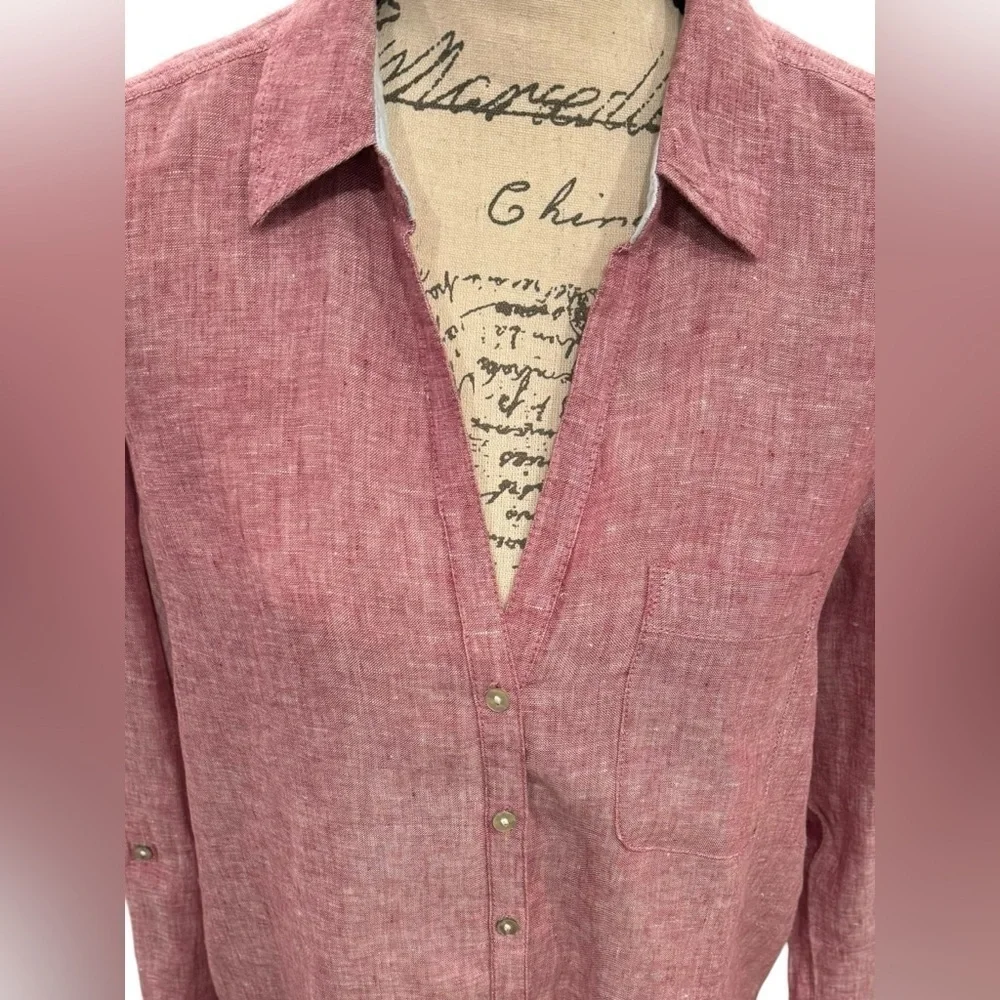 Sigrid Olsen Linen Blouse Red Womens Size Medium